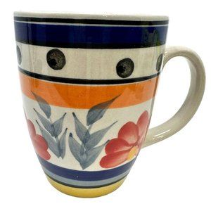 Azul Mug Hand Painted Ceramic Pottery Very Colorful Floral Coffee Tea Cup 10 oz